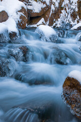 Frozen Waterfall Podg&oacute;rna in the Karkonosze Mountains
