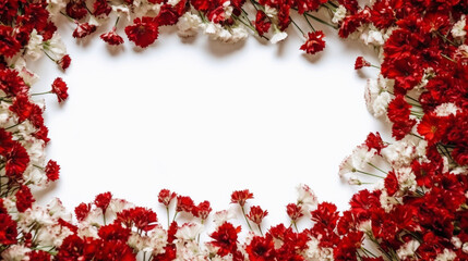 The beautiful floral frame around the perimeter of a rectangle made of small delicate red flowers is an elegant and attractive detail that will add a touch of elegance and freshnes Generative AI