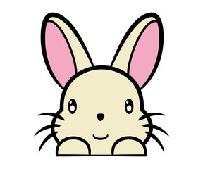 Fototapeta na wymiar Happy bunny smiling cute character. vector cartoon illustration isolated on white background