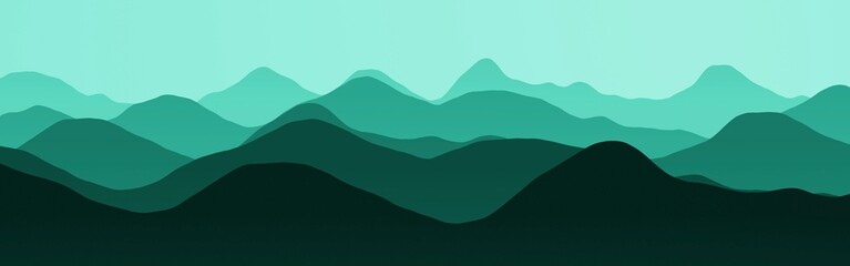 cute panoramic picture of mountains ridges in the fog computer graphics background illustration