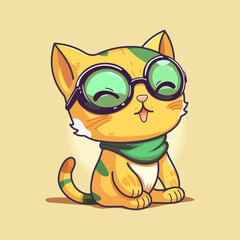 Cute ginger cat with glasses. Good for stickers, t-shirts and postcards