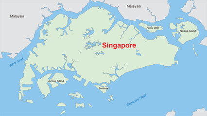 Obraz premium Republic of Singapore Vector Map