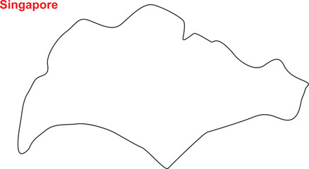 Republic of Singapore Outline Vector Map