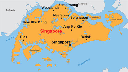 Republic of Singapore Vector Map