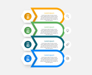 infographic design diagram template with icons and 4 options or steps. 