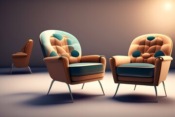 The vintage armchairs of the 60s have been revisited - generative ai