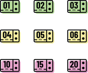 Microwave cooking timers icon set vector