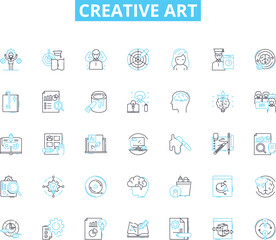 Creative art linear icons set. Visionary, Imaginative, Innovative, Expressive, Eccentric, Spirited, Colorful line vector and concept signs. Inspirational,Inspired,Originality outline illustrations