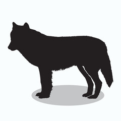 Wolf silhouettes and icons. Black flat color simple elegant Wolf animal vector and illustration.