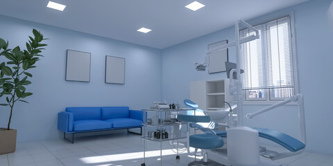 Fototapeta na wymiar Dentist office interior, 3d render, 3d illustration
