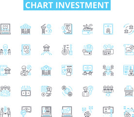 Chart investment linear icons set. Portfolio, Analysis, Return, Volatility, Allocation, Risk, Growth line vector and concept signs. Performance,Diversification,Asset outline illustrations