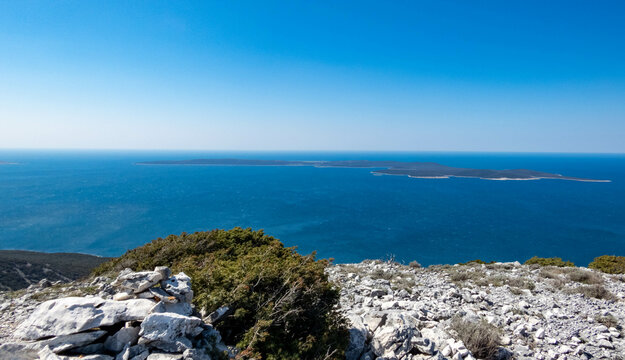 Beautiful views on island Unije from Osorcica mountain on island Losinj in Croatia. 