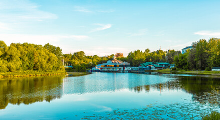 Fototapeta premium Pier on the river Kotorosl in the ancient city of Yaroslavl