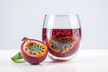refreshing glass of water with a slice of fruit inside. Generative AI