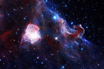 A beautiful blue galaxy in dark space. Elements of this image furnished NASA.