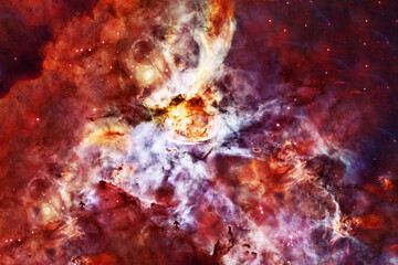 Obraz na płótnie Canvas A beautiful red galaxy in dark space. Elements of this image furnished NASA.