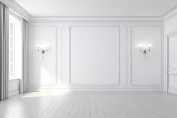 Obraz premium an empty room with blank walls and doors. Generative AI
