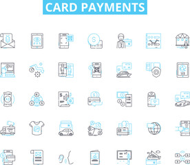 Naklejka na ściany i meble Card payments linear icons set. Transaction, Authorization, Payment, Swipe, PIN, Chip, POS line vector and concept signs. Terminal,EMV,Contactless outline illustrations