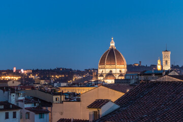 Fototapeta na wymiar Florence Cathedral, formally the Cathedral of Saint Mary of the Flower, is the cathedral of Florence, Italy. Duomo di Firenze at night