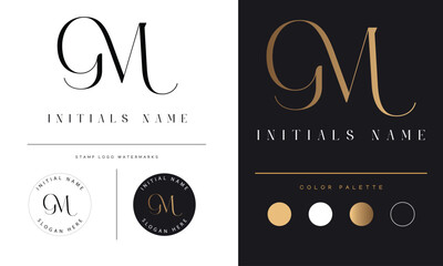 Luxury MG or GM Initial Monogram Text Letter Logo Design can be used for Multipurpose - obrazy, fototapety, plakaty