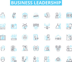Business Leadership linear icons set. Visionary, Decisive, Innovative, Strategic, Motivating, Inspirational, Adaptability line vector and concept signs. Confidence,Accountability,Integrity outline