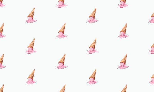 Seamless melting ice cream pattern for wallpaper, background, print and textile. Summer holidays theme