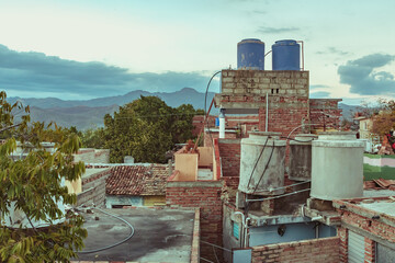 view of the rooftops of Trinidad in Cuba at sunset