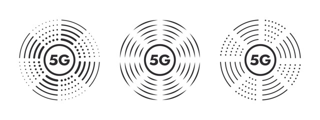 Rapid cellular connectivity icons. 5G network wireless technology. Superfast 5G cellular. Vector scalable graphics