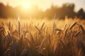 Obraz premium Organic golden ripe ears of oats in field. Ripe ears of oats in a field. Agricultural concept. 