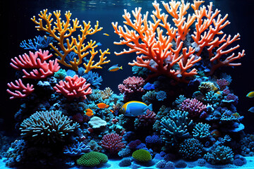 Obraz na płótnie Canvas Tropical sea underwater fishes on coral reef, generative ai.