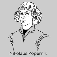 Nicolaus Copernicus was a Polish and German astronomer, mathematician, mechanic, economist, and Renaissance canonist. Vector - obrazy, fototapety, plakaty