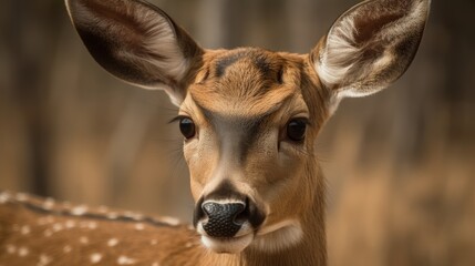 Naklejka na ściany i meble Sweet little deer with big doe eyes and a curious