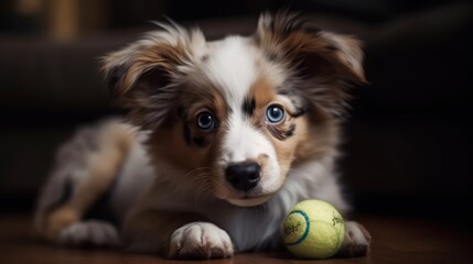 Cute puppy with sad eyes close-up