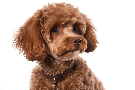 close-up portrait of a dog on a white background. Generative AI