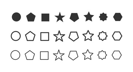 Basic geometric shapes vector icons set