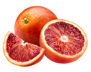 red blood orange, isolated on white background, full depth of field