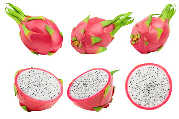dragon fruit, pitahaya, pitaya, isolated on white background, full depth of field
