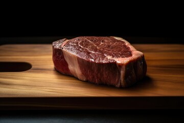 Close up of a steak on a cutting board. Ai generative.