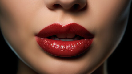 Obraz premium Sexy Lips. Beauty Red Lips Makeup Detail. Beautiful Make-up Closeup. Sensual Open Mouth. lipstick or Lipgloss 