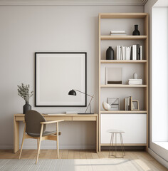 living room interior design mock up, minimal and functional apartment design mock up, Generative AI