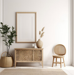 living room interior design mock up, minimal and functional apartment design mock up, Generative AI