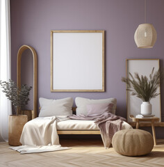 living room interior design mock up, minimal and functional apartment design mock up, Generative AI