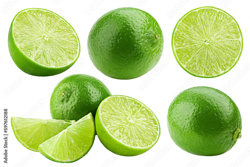 Wall mural Lime isolated on white background, full depth of field