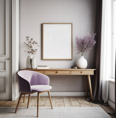 living room interior design mock up, minimal and functional apartment design mock up, Generative AI