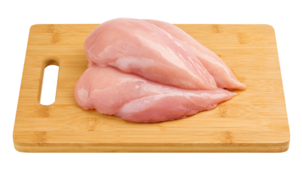 Raw chicken breast, fillet, isolated on white background, full depth of field