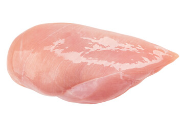 Raw chicken breast, fillet, isolated on white background, full depth of field