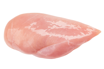 Raw chicken breast, fillet, isolated on white background, full depth of field