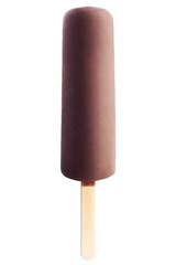 ice cream covered with chocolate, isolated on white background