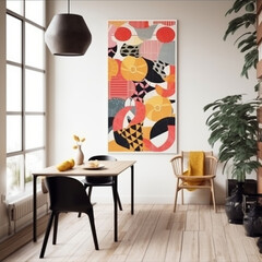 poster mockup in a japanese colorful chic home 