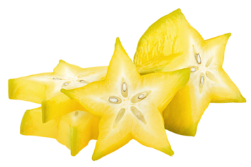 carambola, starfruit, isolated on white background, full depth of field